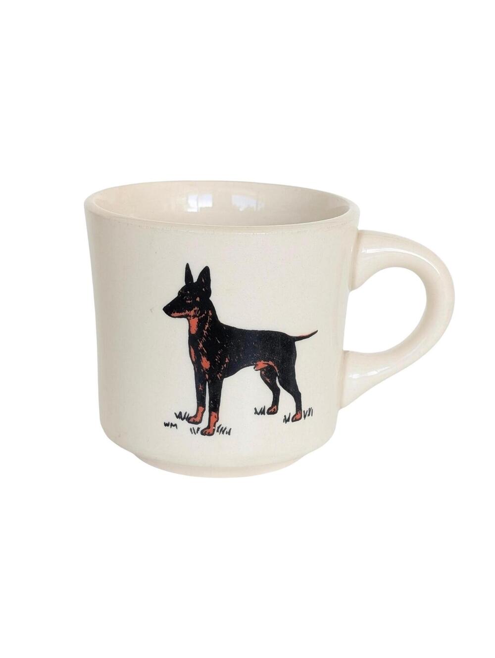 Whimsical Vintage Dog Coffee Mug - Miniature Pinscher - Doberman